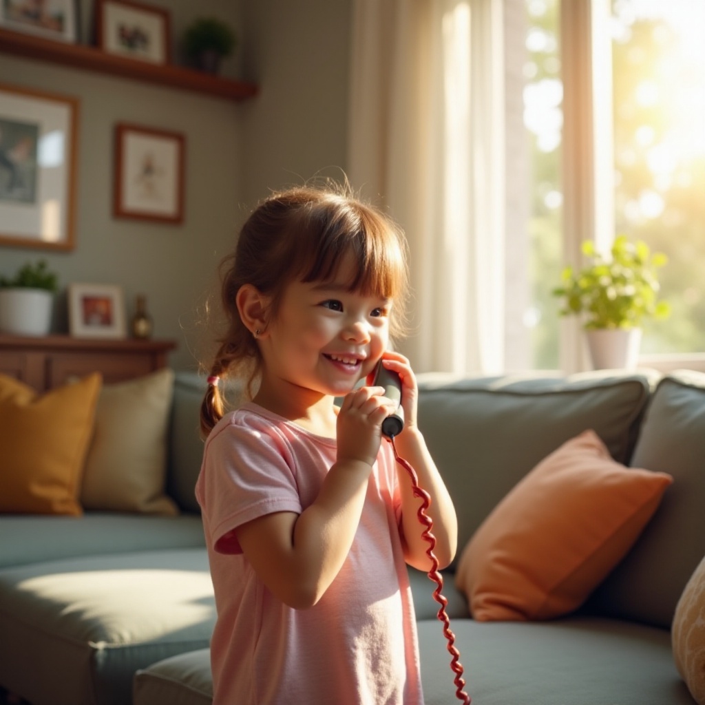 kablolu telefonlu çocuk