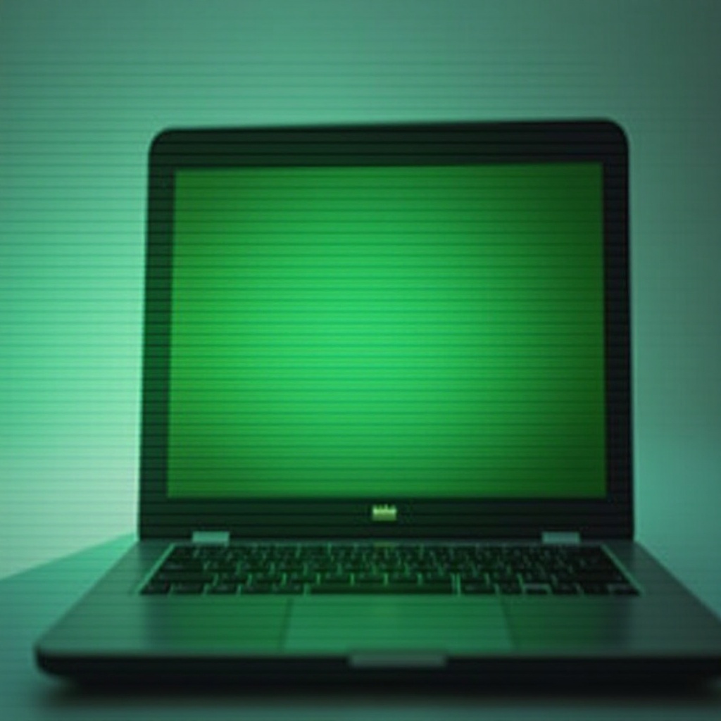 laptop garis hijau di layar