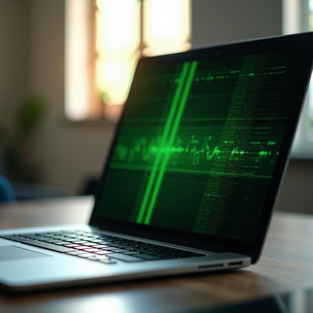 화면에 녹색 선이 있는 노트북