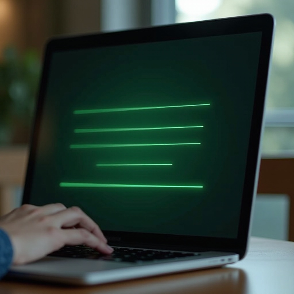 画面に緑の線があるノートパソコン