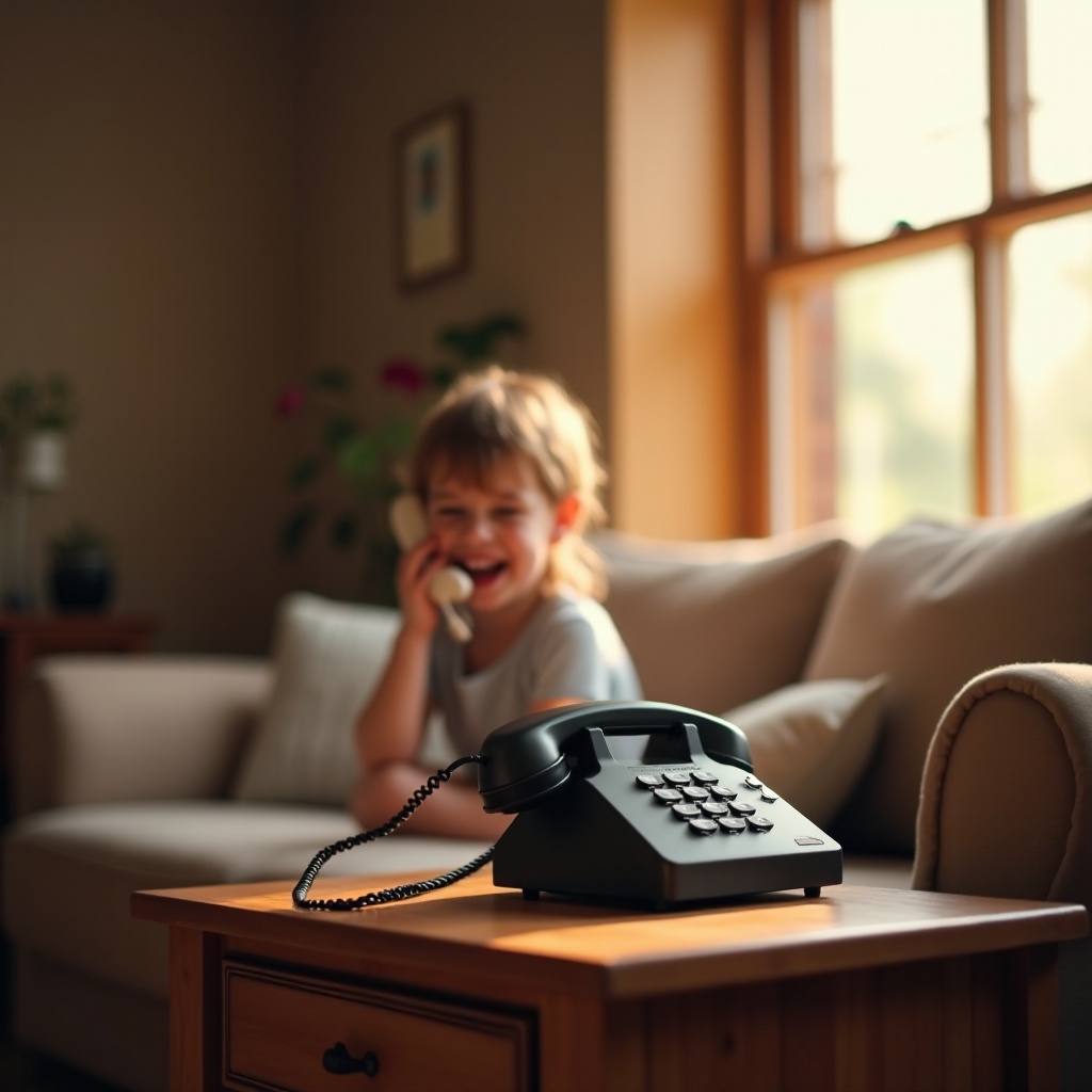 kablolu telefonlu çocuk